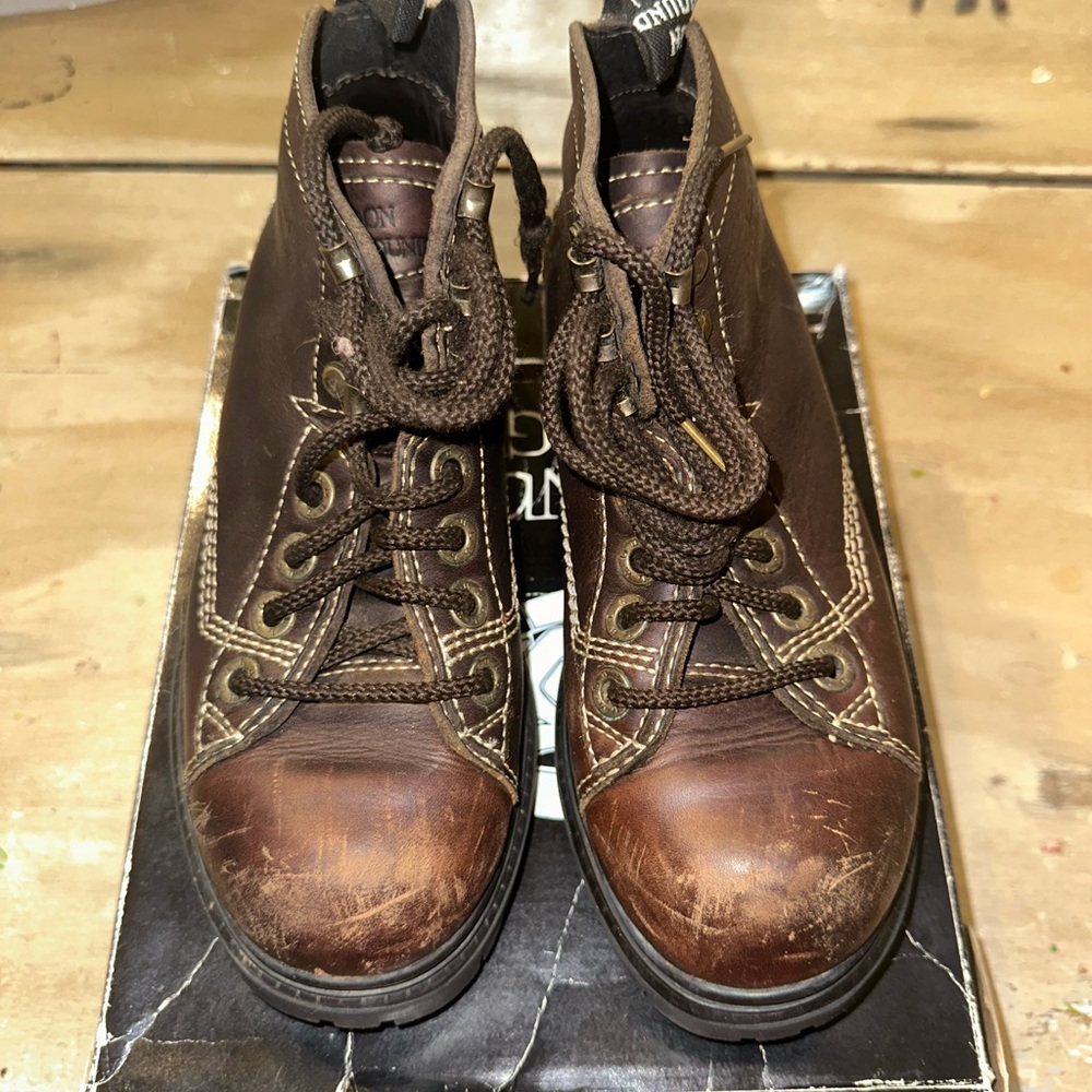 Women's Brown Leather Ankle Platform Boots